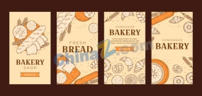 手绘面包店矢量卡片